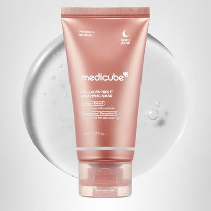 medicube Wrapping Mask Collagen Overnight Peel Off Facial Mask | Elasticity & Hydration Care, Reduces Sagging & Dullness | Hydrolyzed Collagen For Glowing Skin | Korean Skin Care, 2.53 fl.oz