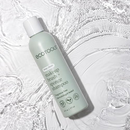 EcoTools Makeup Brush + Sponge Shampoo Cleanser, Deep Clean, Sulfate-Free, Fragrance-Free Brush Cleaner for Makeup Sponges & Tools, Vegan & Cruelty-Free, 8 fl. oz