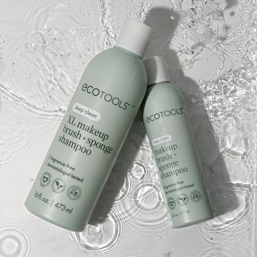 EcoTools Makeup Brush + Sponge Shampoo Cleanser, Deep Clean, Sulfate-Free, Fragrance-Free Brush Cleaner for Makeup Sponges & Tools, Vegan & Cruelty-Free, 8 fl. oz
