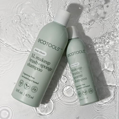 EcoTools Makeup Brush + Sponge Shampoo Cleanser, Deep Clean, Sulfate-Free, Fragrance-Free Brush Cleaner for Makeup Sponges & Tools, Vegan & Cruelty-Free, 8 fl. oz