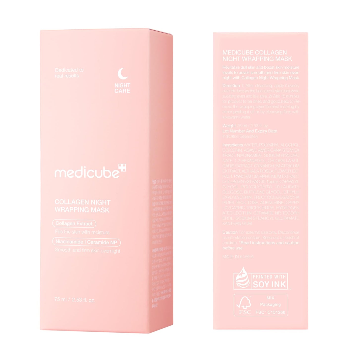 medicube Wrapping Mask Collagen Overnight Peel Off Facial Mask | Elasticity & Hydration Care, Reduces Sagging & Dullness | Hydrolyzed Collagen For Glowing Skin | Korean Skin Care, 2.53 fl.oz