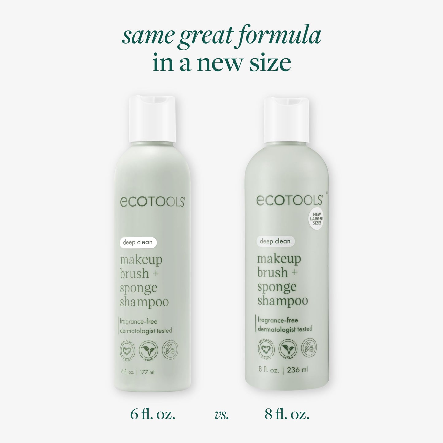 EcoTools Makeup Brush + Sponge Shampoo Cleanser, Deep Clean, Sulfate-Free, Fragrance-Free Brush Cleaner for Makeup Sponges & Tools, Vegan & Cruelty-Free, 8 fl. oz