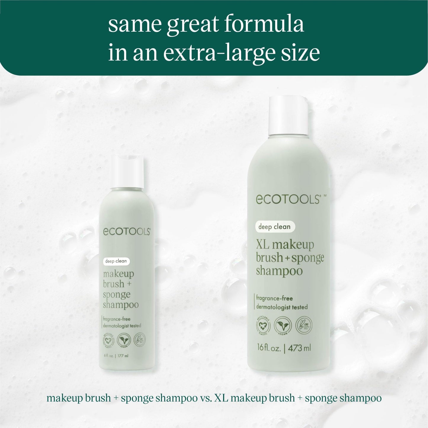 EcoTools Makeup Brush + Sponge Shampoo Cleanser, Deep Clean, Sulfate-Free, Fragrance-Free Brush Cleaner for Makeup Sponges & Tools, Vegan & Cruelty-Free, 8 fl. oz