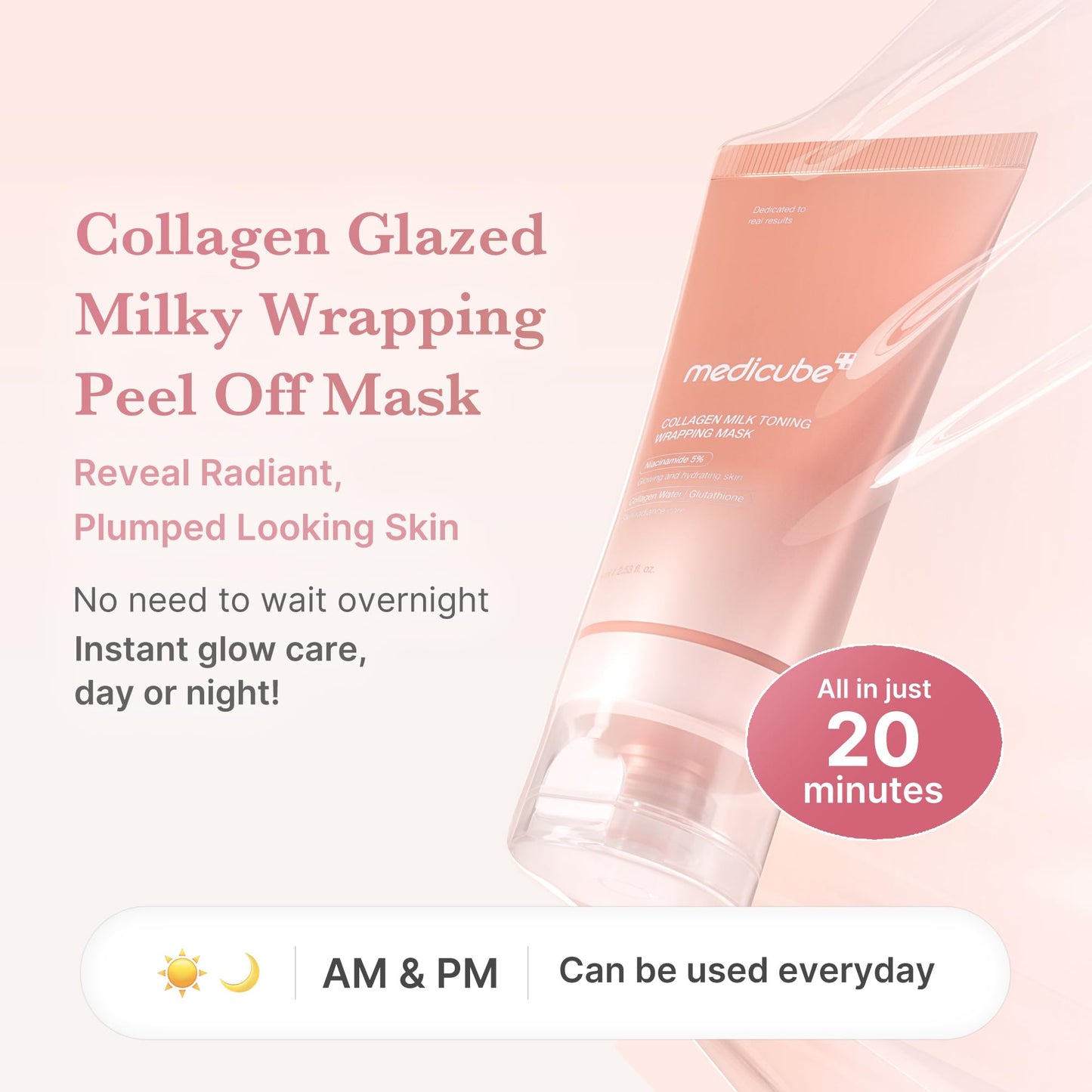 medicube Wrapping Mask Collagen Overnight Peel Off Facial Mask | Elasticity & Hydration Care, Reduces Sagging & Dullness | Hydrolyzed Collagen For Glowing Skin | Korean Skin Care, 2.53 fl.oz